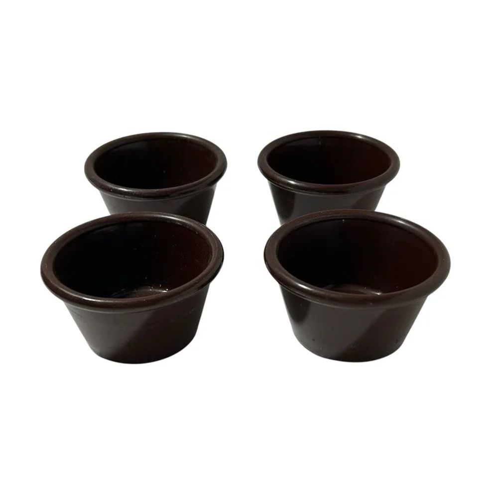 Gessner Set Of 4 Ramekin/ Condiment Bowls Brown 3 Oz Made in USA Dishwasher Safe